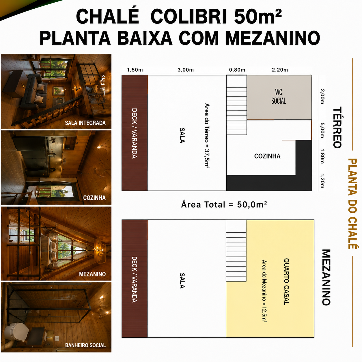 Planta bixa Chalé Colibri 50 m²